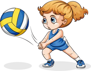 Animated Child Volleyball Player PNG Image