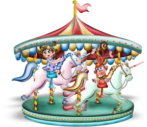 Animated Childon Carousel Horse PNG Image