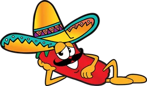 Animated Chili Pepper Wearing Sombrero PNG Image