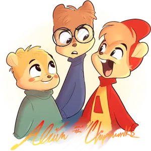 Animated_ Chipmunk_ Trio_ Illustration.png PNG Image