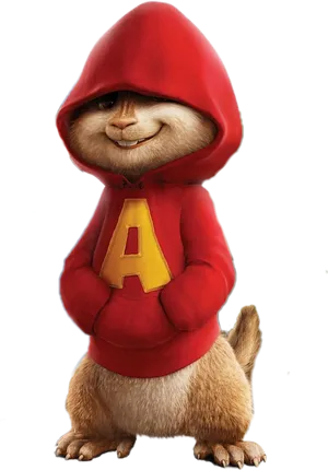 Animated Chipmunkin Red Hoodie PNG Image