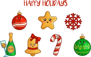 Animated Christmas Elements Cute Style PNG Image