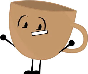 Animated Coffee Cup Character PNG Image