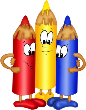 Animated Colored Pencils Cartoon PNG Image