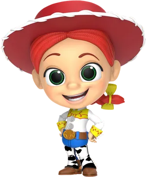 Animated Cowgirl Character PNG Image