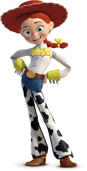 Animated Cowgirl Character Pose PNG Image