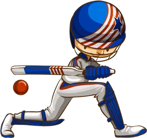 Animated Cricket Player Readyto Hit PNG Image