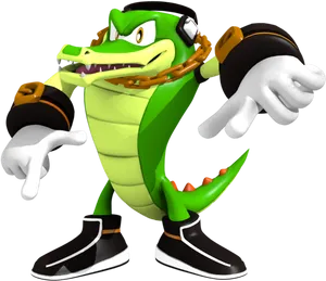 Animated Crocodile Character Pointing PNG Image