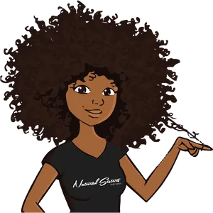 Animated Curly Hair Woman PNG Image