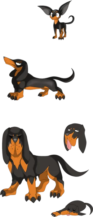 Animated Dachshund Expressions PNG Image