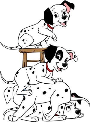 Animated Dalmatian Puppies Playing PNG Image