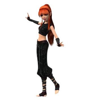 Animated Dancerin Black Outfit PNG Image