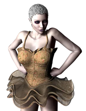 Animated Dancerin Corsetand Skirt PNG Image