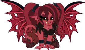 Animated Demon Girl Cartoon PNG Image