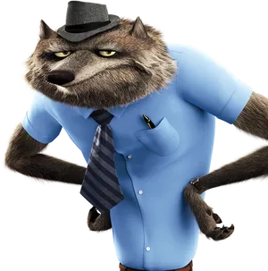 Animated Detective Werewolf Character PNG Image