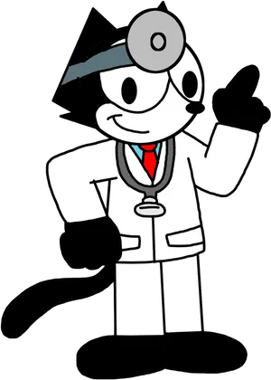 Animated Doctor Character Pointing Upward PNG Image