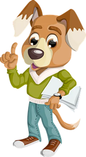 Animated Dog Character Pointing PNG Image