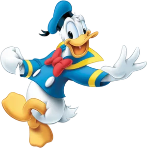 Animated Duck Character Greeting PNG Image