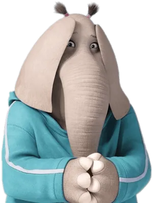 Animated Elephant Character Shy Pose PNG Image