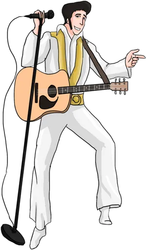 Animated Elvis Performing With Guitar PNG Image