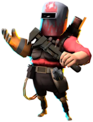 Animated Engineer Character With Gun PNG Image