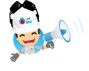 Animated Engineerwith Megaphone PNG Image