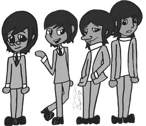 Animated_ Fab_ Four_ Cartoon_ Style PNG Image