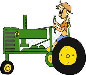 Animated Farmer Driving Tractor PNG Image