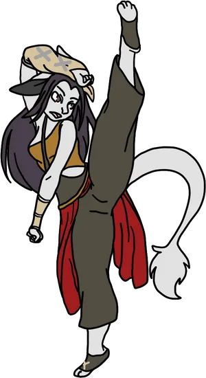 Animated Feline Martial Artist PNG Image