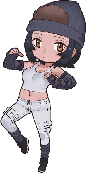 Animated Female Boxer Pose PNG Image