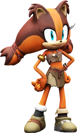 Animated Female Character Stance PNG Image