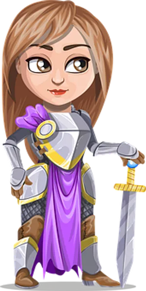 Animated Female Knightwith Sword PNG Image