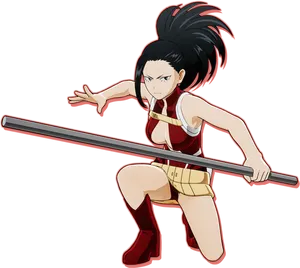 Animated Female Warrior Action Pose PNG Image