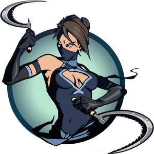 Animated Female Warriorwith Scythe PNG Image