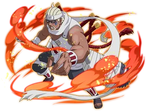 Animated Fire Warrior Action PNG Image