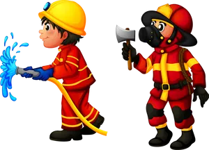 Animated Firefightersin Action PNG Image