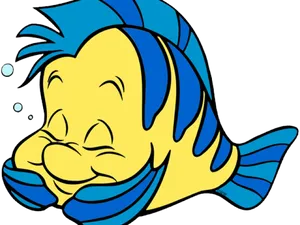 Animated Flounder Smiling Fish PNG Image