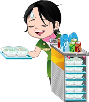 Animated Food Service Worker PNG Image