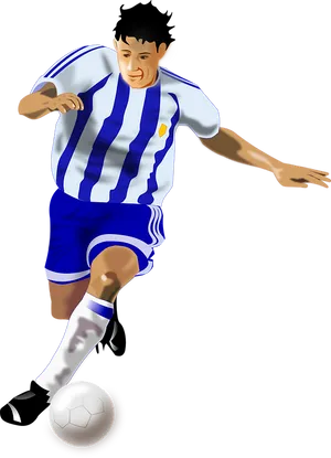 Animated Football Player Dribbling PNG Image