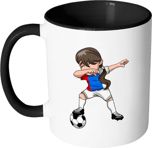 Animated Football Player Mug Design PNG Image