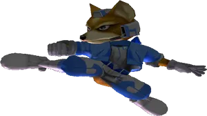 Animated Fox Character Action Pose PNG Image