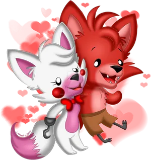 Animated Fox Couple Valentines PNG Image