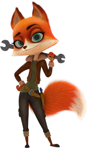 Animated Fox Mechanic Character PNG Image