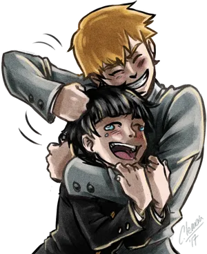 Animated Friendly Headlock PNG Image