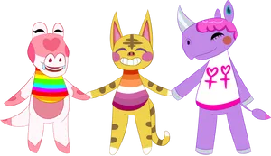 Animated Friends Celebrating Pride PNG Image