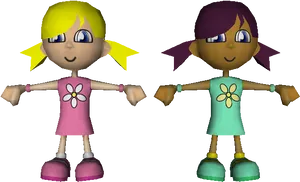 Animated Friends Holding Hands PNG Image