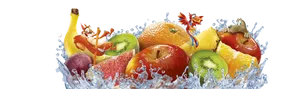 Animated Fruit Splash Fun PNG Image