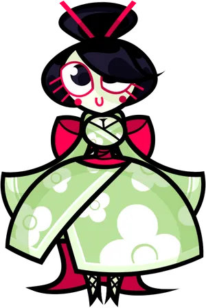 Animated Geisha Character PNG Image