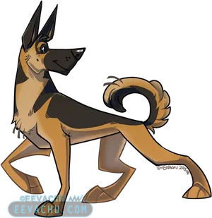 Animated German Shepherd Character PNG Image