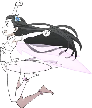 Animated Girl Joyful Leap PNG Image